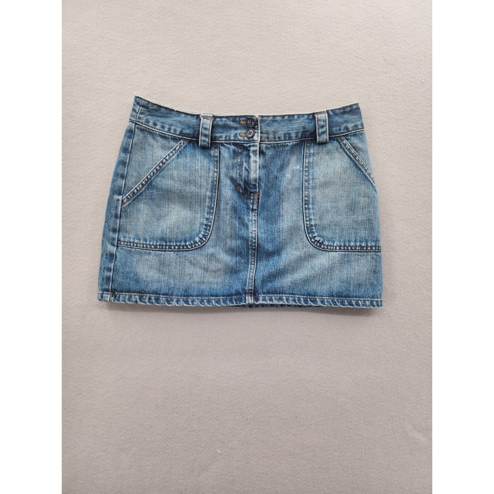 The Limited Denim Mini Skirt Y2K Medium Wash Cotton Cargo Utility Jean Skirt 4